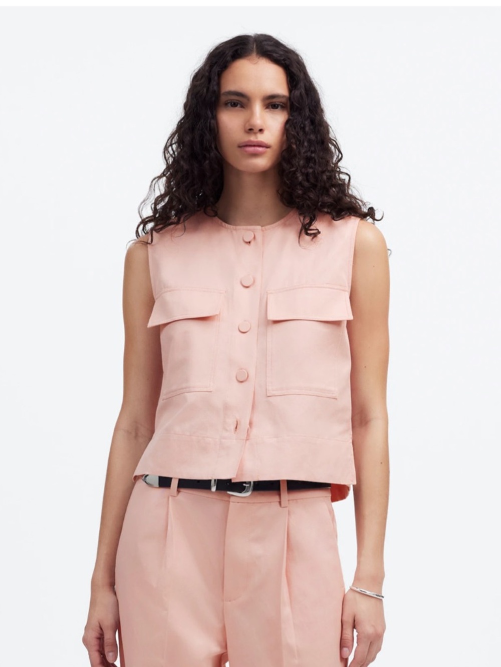 Madewell Crop Cargo-Pocket Crewneck Top in Medium